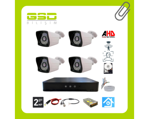 4 DIŞ KAMERALI H.265 500 GB HDD DAHİL GÜVENLİK SETİ