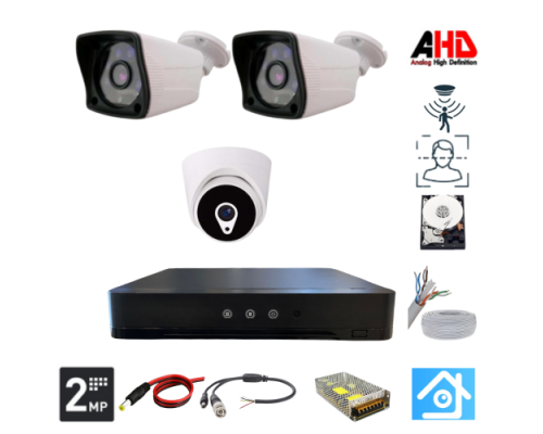 ARNA 1 İÇ 2 DIŞ 3.6 MM LENS 2MP 1080P 3 KAMERALI 500 GB HDD DAHİL GÜVENLİK SETİ - ST212500