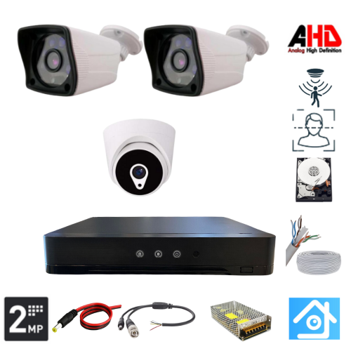 ARNA 1 İÇ 2 DIŞ 3.6 MM LENS 2MP 1080P 3 KAMERALI 1 TB HDD DAHİL GÜVENLİK SETİ - ST2121000