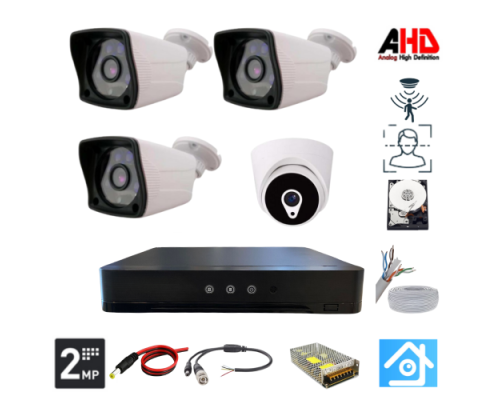 ARNA 1 İÇ 3 DIŞ 3.6 MM LENS 2MP 1080P 4 KAMERALI 320 GB HDD DAHİL GÜVENLİK SETİ - ST213320