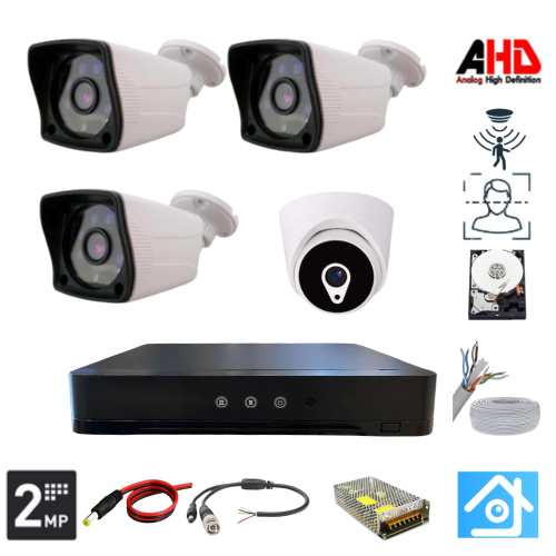 ARNA 1 İÇ 3 DIŞ 3.6 MM LENS 2MP 1080P 4 KAMERALI 1 TB HDD DAHİL GÜVENLİK SETİ - ST2131000