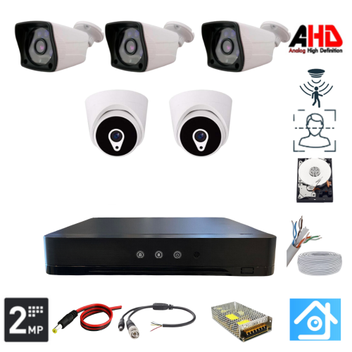 ARNA 3 DIŞ 2 İÇ KAMERALI 2 MP 1080P 1 TB HARD DİSK DAHİL AHD GÜVENLİK SETİ - ST-2321000