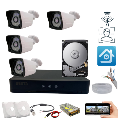 ARNA 4 DIŞ KAMERALI 2 MP HAREKET ALGILAMA H.265 250 GB HDD DAHİL AHD GÜVENLİK SETİ- ST24250M