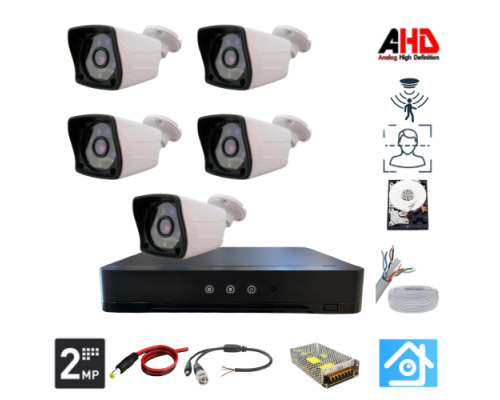 ARNA 5 KAMERALI 2 MP 1080 P 3.6 MM GENİŞ AÇILI 500 GB HARD DİSK DAHİL AHD GÜVENLİK KAMERA SETİ - ST25500