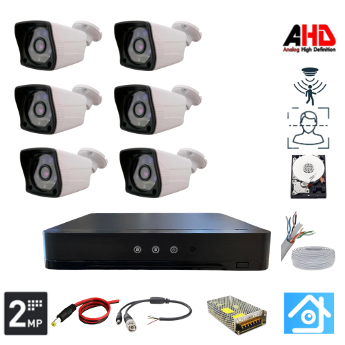 ARNA 6 DIŞ KAMERALI 2 MP 1080P 3.6 MM GENİŞ AÇILI 1 TB HARDDİSK DAHİL AHD GÜVENLİK KAMERA SETİ - ST-261000