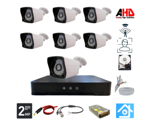 ARNA 7 KAMERALI 2 MP 1080 P 3.6 MM GENİŞ AÇILI 320 GB HARD DİSK DAHİL AHD GÜVENLİK KAMERA SETİ - ST27320