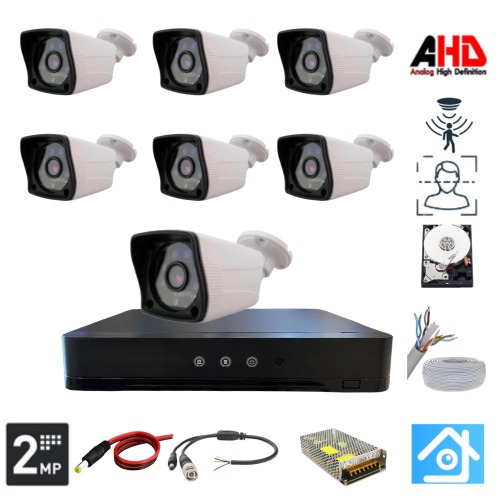 ARNA 7 KAMERALI 2 MP 1080 P 3.6 MM GENİŞ AÇILI 1 TB HARD DİSK DAHİL AHD GÜVENLİK KAMERA SETİ - ST271000