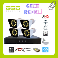 4 IŞIKLI WARM LED KAMERALI 5MP LENS 2MP 1080 P GECE RENKLİ GÖRÜŞLÜ GÜVENLİK KAMERASI SETİ 2 TB HDD DAHİL