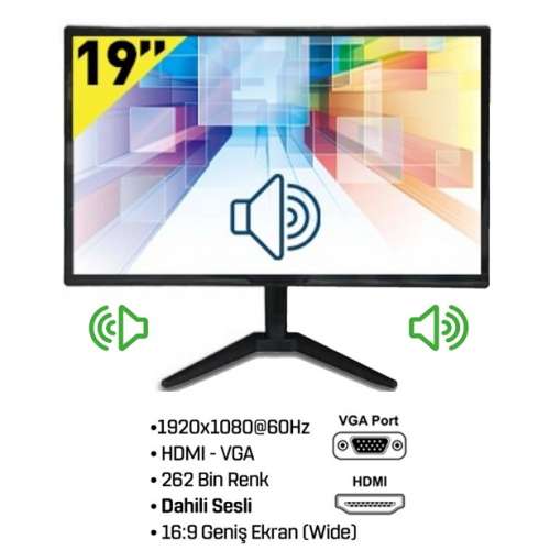 Besta BST-19WS 19'' 5ms 1440X900 VGA+HDMI Siyah LED Monitör
