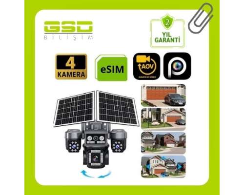 4G ÇİFT SOLAR AOV E-SİM ÖZELLİKLİ 4 KAMERALI KABLOSUZ GÜNEŞ PANELLİ GÜVENLİK KAMERASI BS-204GS