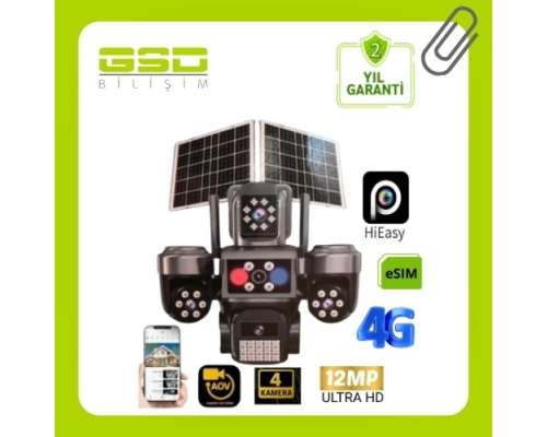 4G ÇİFT SOLAR AOV E-SİM ÖZELLİKLİ POLİS ÇAKARLI 4 KAMERALI KABLOSUZ GÜVENLİK KAMERASI BS-220GS