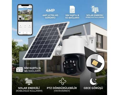 Casacop Q9 4G Sim Kartlı Sesli Alarmlı Suya Dayanıklı Solar Güvenlik Kamerası
