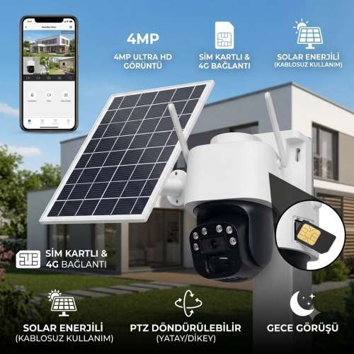 Casacop Q9 4G Sim Kartlı Sesli Alarmlı Suya Dayanıklı Solar Güvenlik Kamerası