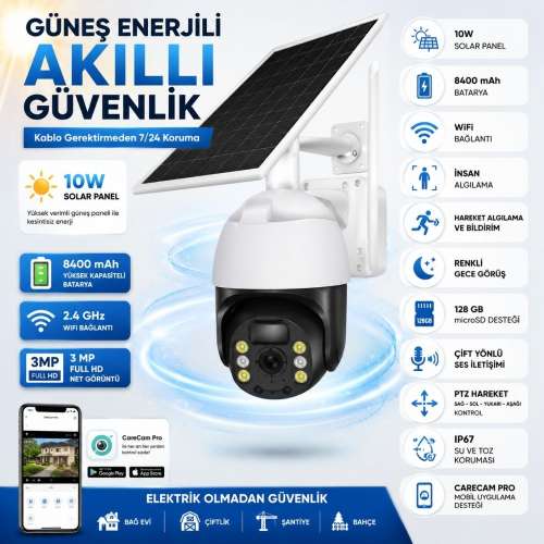 DAYLINE 3 MP WIFI ÖZELLİKLİ SOLAR GÜVENLİK KAMERASI - CN-DL109W