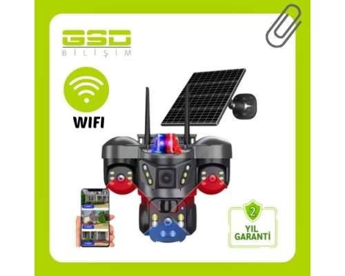 WIFI ÖZELLİKLİ 3 LENSLİ SOLAR GÜNEŞ PANELLİ KABLOSUZ GÜVENLİK KAMERASI RX-66WS