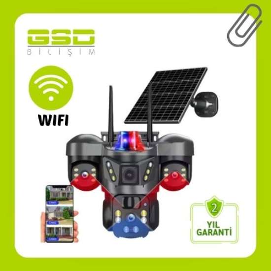 WIFI ÖZELLİKLİ 3 LENSLİ SOLAR GÜNEŞ PANELLİ KABLOSUZ GÜVENLİK KAMERASI RX-66WS
